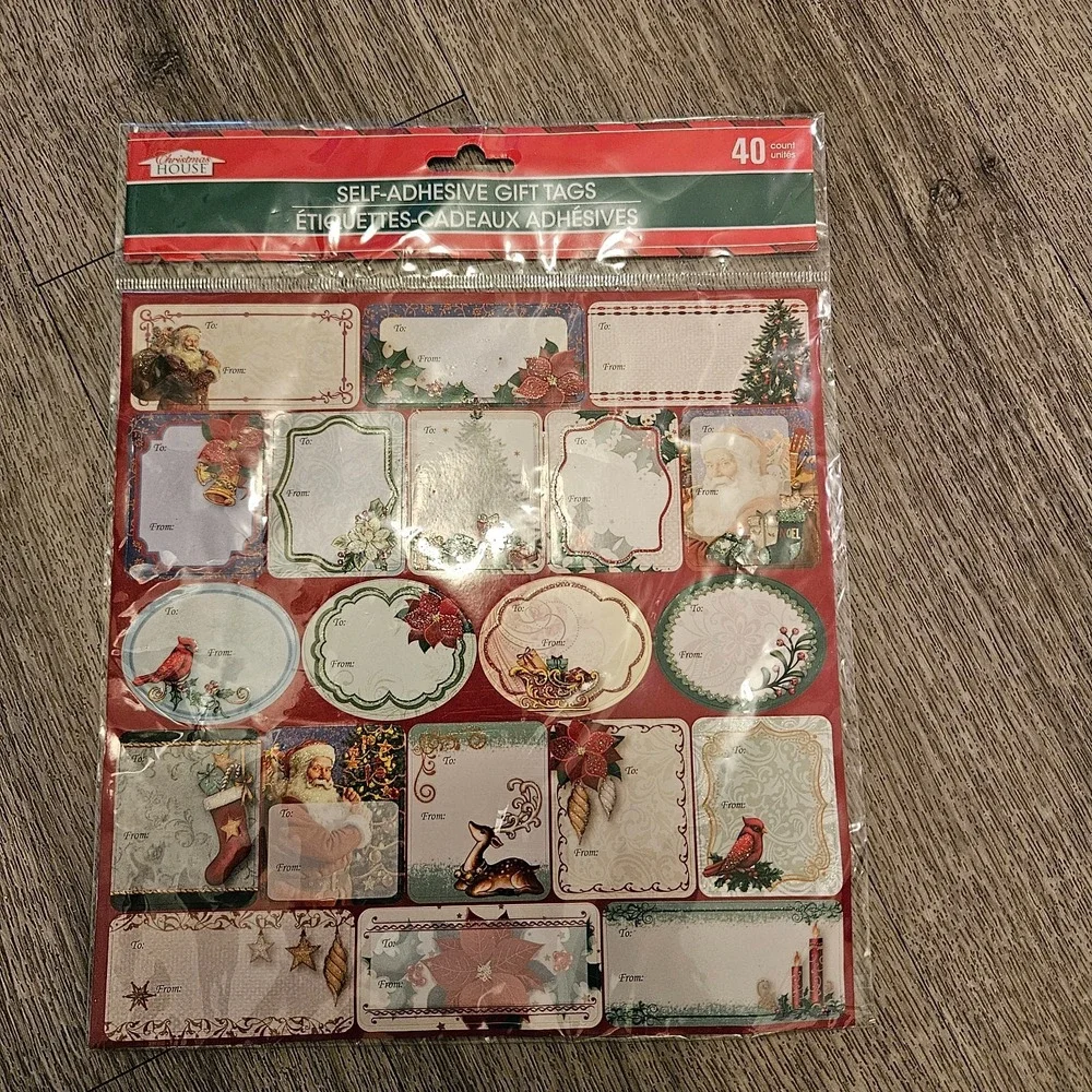 Vintage Lot 40 Self Adhesive Holiday Christmas Gift Tags stickers Sealed